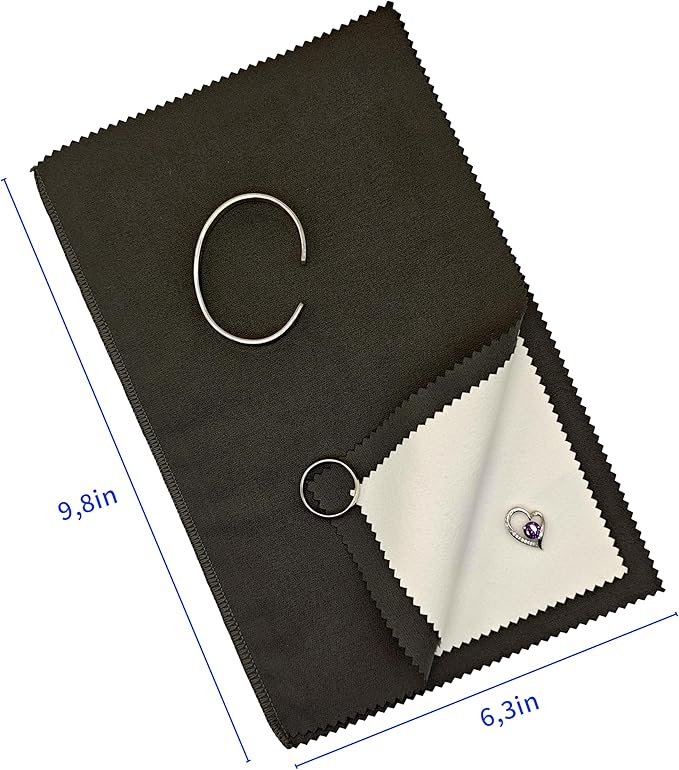 Polishing Cleaning Cloth for Gold, Silver, and Platinum Jewelry, Eco Friendly Large Cleaner Cloth 6.3 x 9.8 in. Keeps Jewelry Clean and Shiny (Gray)