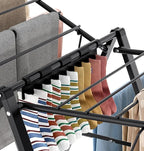 APEXCHASER Foldable Clothes Drying Rack, Metal Laundry Drying Rack Collapsible, Ultra Thin Clothes Rack for Sweater Bra Towel for Indoor & Outdoor Use, Height Adjustable Gullwing Clothes Airer, Black