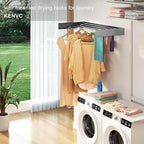 Wall Mounted Drying Rack, 40 "Wide, 16.5 Linear Ft, 5 Aluminum Rods, 60 lb Capacity, Space Saver Laundry Drying Rack Collapsible (Grey 40" Large)