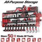 Large Power Tool Organizer Wall Mount, 52" Heavy Duty 4 Tier Garage Storage Shelf with 12 Drill Holder, Power Tool Storage Organizer Loads 480lbs for Garage Organization Warehouse Workshop
