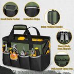 Tool Bag, Portable Tool Box Organizer Adjustable Shoulder Strap, Carry Tool Tote Heavy Duty Tool Storage Bag With Wide Mouth,Tool Bags for Men Mechanic EngineerGift - M, Army Green & Black