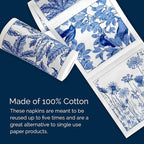 Botanicals Cocktail Napkin Roll of 50 | 100% Cotton Quick Dry Reusable | Perfect for Home, Dining, Birthday, Gifts | Blue and White, 4.5W X 4.5L