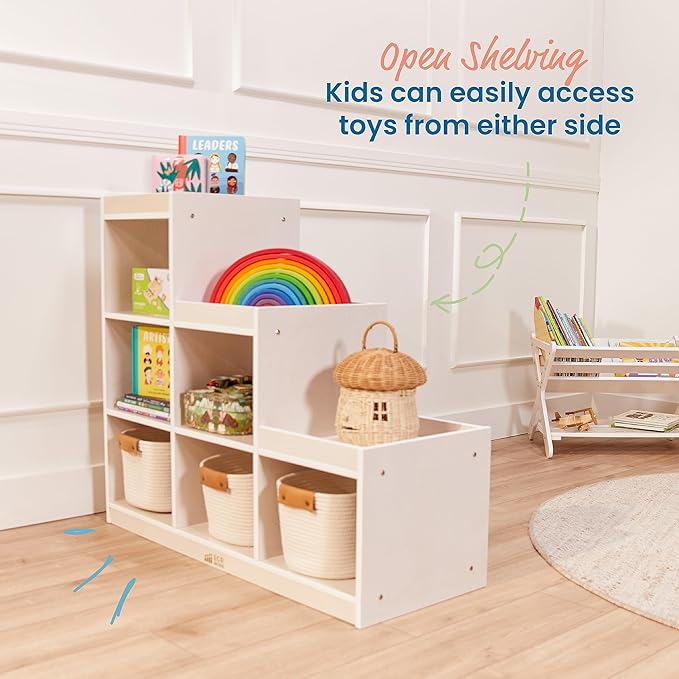 ECR4Kids 3-2-1 Cube Storage Cabinet, Display Shelf, White Wash