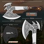 TIVOLI 12.2" Camping Axe, Wave - Patterned Survival Hatchet with Nylon Sheath, Multi Functional Shock-Absorbing High Carbon Steel Blade Outdoor Bushcraft Axe for Camping, Hiking, Chopping, Hunting