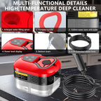 Handheld Steam Cleaner, Portable Steamer for Cleaning with 9pcs Accessories, 6-Level Adjustable Handle, 12s Heat-Up, 1200ml Tank, Steam Cleaner for Home,Dirt,Grout,Tile,Floor,Couch and Car (Red)