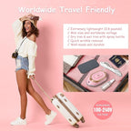 Newbealer Travel Iron with Global Voltage, 100-240V Mini Dry Iron for Clothes (No Steam), Max 300W, 60s Heat Up, 302℉ Non-Stick Ceramic Soleplate, 0.8lbs Ultra-Lightweight (Pink)