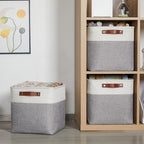 HNZIGE Storage Basket(4 Pack) Fabric Baskets for Organizing Clothes Closet,Towels,Cube Storage Bins,12x12 Storage Cube basket with Handles for Shelves,Toys,Blankets,Office,Room Storage(White&Grey)