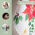 Maison d' Hermine Kitchen Towels Set of 3 100% Cotton 27.50" x 20" Reusable Cloth Tea Dish Towels Absorbent with Hanging Loop for Kitchen, Home, Dining, Cocktail Parties (Poinsettia Christmas)