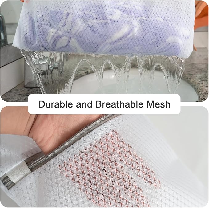 Polecasa 3Pcs Premium 125g Diamond Mesh Laundry Bags, 3 Medium 12 x 16 Inches Durable Laundry Wash Bags with Sturdy Zipper for Delicates