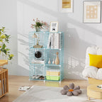 C&AHOME Wire Cube Storage, 6 - Cube Organizer Metal C Grids, Modular Shelves Units, Closet Organizer, Ideal for Home, Office, Living Room, 36.6”L x 12.4”W 36.6”H, Blue UWCS3006B