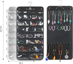 Freegrace Hanging Jewelry Organizer with Secure Zipper Closure - 360° Revolving Hanger, 25 Clear Pockets, 23 Necklace Hooks - Foldable Travel Storage & Closet Display (Black)