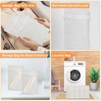 4 Piece White Small, Durable Organic Cotton Mesh Laundry Bag with Strong Zipper and Breathable Mesh, Delicate Laundry Bag for Underwear, Clothes, Pants and Socks