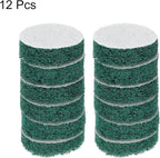 HARFINGTON 12pcs Scrubber Scouring Pads 180 Grits 2 Inch Drill Power Brush Hoop and Loop Surface Conditioning Disc Drill Scuffing Disc Scrub Pads for Home Kitchen Cleaning, Green