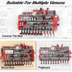 Large Power Tool Organizer Wall Mount, 52" Heavy Duty 4 Tier Garage Storage Shelf with 12 Drill Holder, Power Tool Storage Organizer Loads 480lbs for Garage Organization Warehouse Workshop