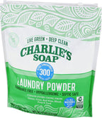 Charlie’s Soap Laundry Powder (300 Loads, 2 Pack) Hypoallergenic Deep Cleaning Washing Powder Detergent – Eco-Friendly, Safe, and Effective