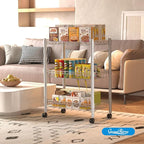 3 Tier Wire Shelving Wire Basket Shelf Storage Cart Adjustable Metal Shelf 2 Bottoms for Choose(Castor or Leveling Feet) for Office,Kitchen,Bedroom,Silver(23.23" L x 13.11" W x 32.28" H)
