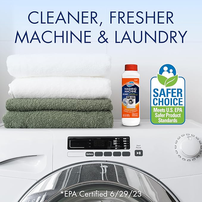 Glisten Washing Machine Cleaner, Helps Remove Odor, Buildup, and Limescale, Fresh Scent, Made in the USA, 12 Ounce Bottle, 3-Pack
