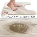 Yimobra Memory Foam Toilet Bath Mat U-Shaped, Commode Contour Rug, Soft and Comfortable, Super Water Absorbent, Non-Slip, Thick, Machine Wash Bathroom Commode Contour Rug, 24 X 20 Inches, Cream
