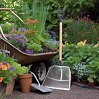 Leaking Soil Shovel Filter 0.24 Inch/ 6 mm Mesh 43.3''L Chicken Poop Scooper Stainless Steel Sieve Sifting Shovel with D Grip Wood Handle for Gardening Farm Chicken Coop Goat Stall