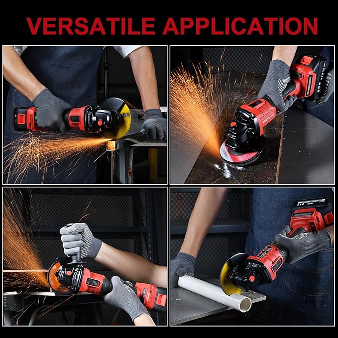 AOBEN Cordless Angle Grinder 4-1/2 inch, 21V Battery Grinder Tool, Power Electric Grinders, Brushless Motor, 2x4.0Ah Battery & Charger, for Cutting, Grinding, Polishing