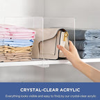 HBlife 12 Inches Tall [Extra Tall Version] Clear Shelf Dividers, 4 Pack Purse Organizer for Closet Perfect for Sweater, Shirts, Handbags in Bedroom and Kitchen, Acrylic Bookshelf for Organization
