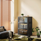 SAILUN 83Gal/335Qt Stackable Storage Bins Folding Collapsible Storage Bins with Lid, Closet Organizers and Storage, Black 26" W x 17" D x 43.7" H