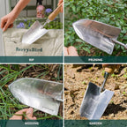 Berry&Bird Garden Serrated Planting Trowel, Multifunctional Shovel with ash Wood and Stainless Steel Digging Trowel Transplanter