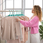Plastic Hangers 50 Pack Aqua - Clothes Hangers - Makes The Perfect Coat Hanger and General Space Saving Clothes Hangers for Closet - Percheros Ganchos para Colgar Ropa Hangars