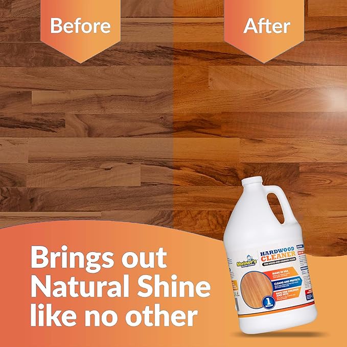 Sheiner's Hardwood Floor Cleaner, Laminate Floor Cleaner, Deep Cleansing Formula for Wood and Tile, pH Neutral and Non-Toxic, Compatible with Sprayer Bottles for Cleaning, 1 Gallon