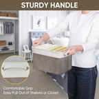 BALEINE 2 Pack Fabric Storage Bins for Shelves, Linen Storage Baskets for Organizing, Decorative Closet Bins for Clothes, Home (Brown, 12"x8"x8")