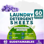 Sudstainables Laundry Detergent Sheets (60 Loads) – Eco-Friendly, Zero Waste, Plastic-Free Laundry Washing Machines Soap Sheets; Dissolvable, Space-Saving Strips for Travel (Lavender)