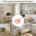Vigar Zeroline Mini Bamboo Broom with Dustpan Combo Set, Small Dust Pan and Brush Set for Dust, Pet Hair, Car, and Crumb, House, Kitchen Broom, Pink