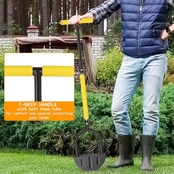 Qivine 38 Inch Half Moon Edger, Edger Lawn Tool with Saw Tooth Blade Lawn Edger Tool Garden Edging Tool for Sidewalk, Grass, Yard, Landscape (Half-Moon)