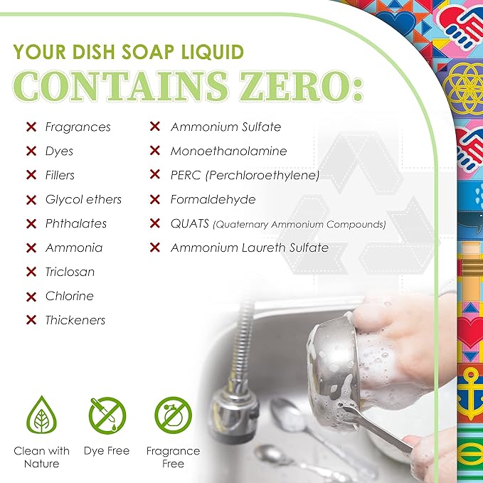 Natural Concentrated Dish Detergent Dishwashing Liquid | Plant-Based Dish Soap | Sweet Basil Fresh Scent | 2 Refill Packs with 1 Empty Refillable Squeeze Bottle (16 Oz)