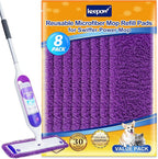 KEEPOW 8 Pack Reusable Pads for Swiffer Power Mop, Refill Pads for Swiffer Power Mop Wood Floor Cleaning, Microfiber Mop Pads for Hardwood Floors