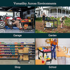 Heavy Duty Cart Utility Cart, Heavy Duty Rolling Service with Wheels, 500lbs Load Capacity, Durable Plastic & Deep Shelves for Warehouse, Garage, Cleaning - Swivel Wheels Easy Maneuverability