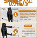 3-H Garage Wall Hooks 62 Pack, Heavy Duty Garage Hooks with Extra Welding Spots, Wall Mount Storage Organizer for Hanging Garden Lawn Tools, Ladder, Bike, WeedEater, Chair, Shovel, Blower (Orange)