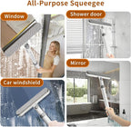 2 Pack 5-in-1 Extendable Window Squeegee with Spray, 12.6 Inches All-Purpose Window Cleaner Tool, Sponges, Silicon Blade & Gap Brush for Indoor/Outdoor Glass, Shower Door, Car Windshield, Mirror