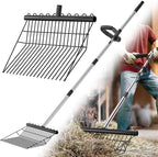 Manure Fork - Metal Horse Manure Rake with 2 Durafork Replacement Heads and 1 Steel Handle, Rustproof Heavy Duty Hay Pitch Fork for Horse Stall Poop