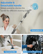 MR.SIGA Electric Spin Scrubber, Cordless Cleaning Brush, Shower Scrubber with 7 Replaceable Brush Head, Waterproof Bathroom Power Scrubber for Kitchen and Bathroom Cleaning