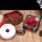 Ribbli Red Burlap Wired Ribbon, 1-1/2” Inch x Continuous 20 Yard, Red Wired Ribbon for Wreaths,Big Bows,Tree Decoration,Outdoor Decoration
