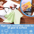 Frienda 12 Pack Large Microfiber Glass Cleaning Cloths 12 x 12 Inch Oversized Sunglasses Cleaning Cloths for Electronics Glasses Screens and Lenses (Green, Yellow, Blue, Light Gray)