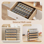 MUDEELA 4 Tier Spice Rack Organizer for Cabinet, Wooden Vertical Spice Shelf, Seasoning Organizer for Countertop, Kitchen, Pantry, Freestanding, 13.4" W × 11.2" H (No Jars Included), Black