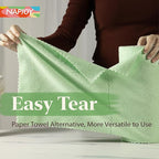 Napjoy Microfiber Cleaning Cloth Roll, 75PK Easy Tear Away Reusable Paper Towels, 12" x 12", Ultra Soft Micro Fiber Dish Cloths for Kitchen, Housekeeping, Window, Car, Garden, Bathroom, Green