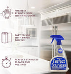 HOPE'S Perfect Stainless Steel Cleaner 22-Ounce, Streak-Free Self-Polishing Formula, Blocks Fingerprints, Pack of 4, 22 Ounce
