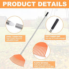 16.5-Inch Wide Adjustable Handle Leaf Rake - Plastic Rake Head, Lightweight & Compact, Used for Leaf Collection, Suitable for Small-Scale Cleanup, Ideal for Seniors and Kids