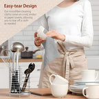 H4N Microfiber Cleaning Cloth Roll, 85 Pack Tear Away Towels, Lint Free, Absorbent, Streak Free, Non-Abrasive, Reusable and Washable Dish Rags for Car and Household Supplies, 11.81x11.81 Inches (Gray)