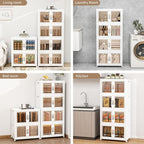 Large Stackable Storage Bins with Lids, 440QT-110QT*4Tier Foldable Cabinet for Closet Organizers, Plastic Storage Containers Box with Wheels