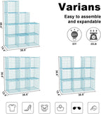 C&AHOME Wire Cube Storage, 9 - Cube Organizer Metal C Grids, Modular Shelves Units, Closet Organizer, Ideal for Home, Office, Living Room, 36.6”L x 12.4”W x 48.4”H, Blue UWCS3009B