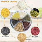 360° Rotating Grain Dispenser, 6-Grid Large Rice Storage Container (13 Lbs), One-Click Output Sealed Food Storage for Rice, Beans, Cereal - Countertop Kitchen Organization
